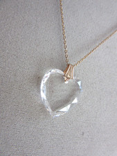 925 chain with faceted crystal heart pendant necklace -19" long