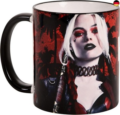 Elbenwald Suicide Squad 2 Tasse Harley Quinn Rundumdruck Keramik 320 ml blau