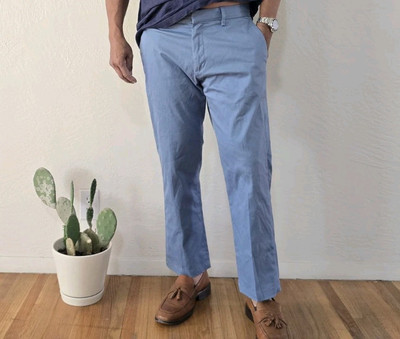 Banana Republic Aiden Chino Pants Mens 34 X 26.5 Blue Khakis Cotton Stretch NEW