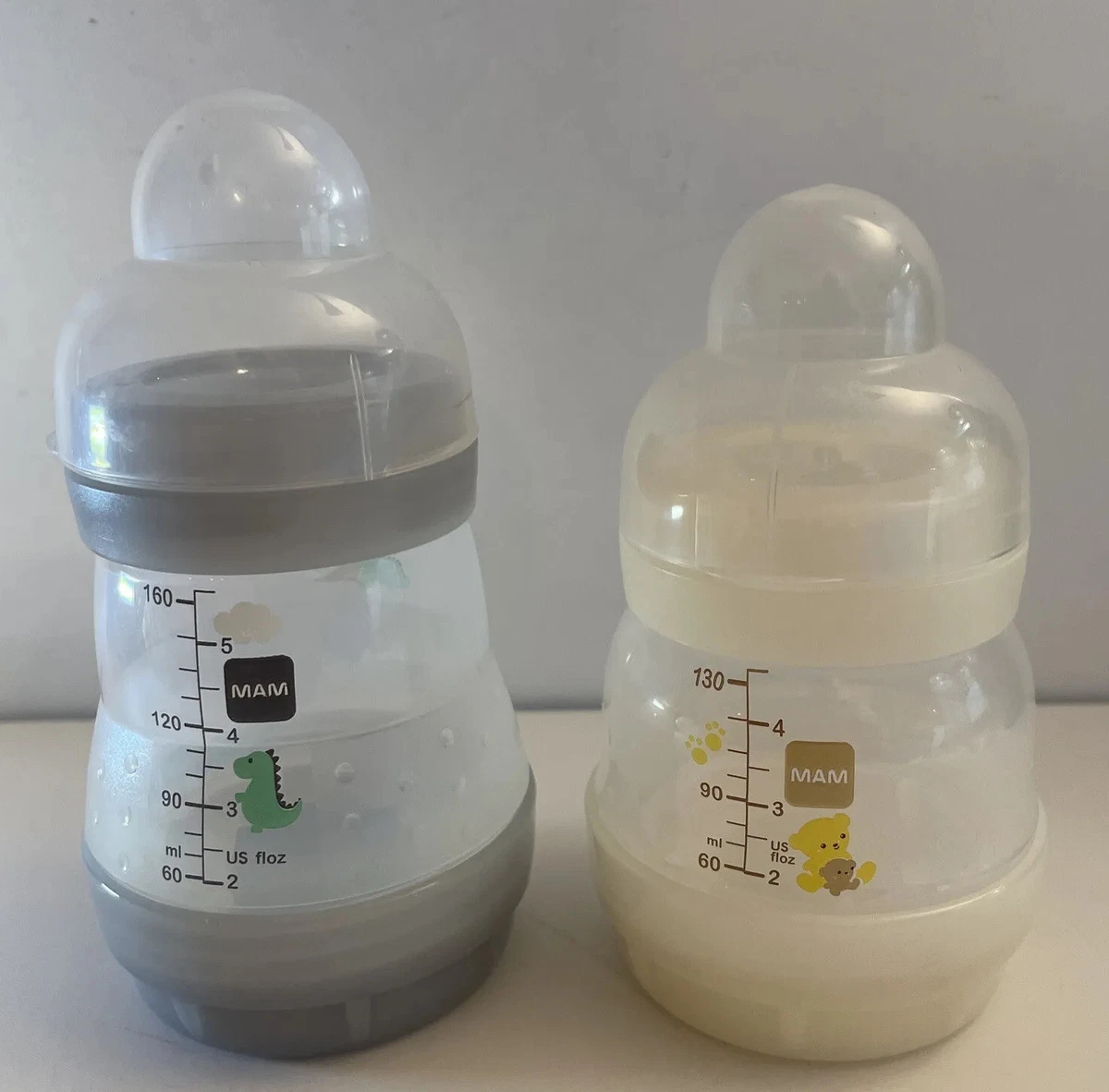 MAM 1-5.5 & 1-4.5 oz.Baby Bottles lot Of 2 NO NIPPLES.