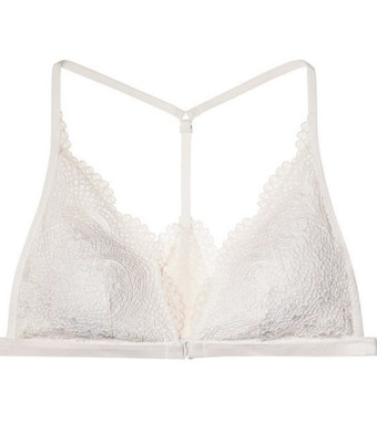 Victoria's Secret Front-Close Bralette Bra Crochet Lace Coconut White