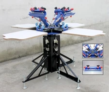 4 Color 4 Station Micro-adjust Screen Press 18x22" Shirt Pallet Double Rotation