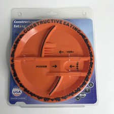 CONSTRUCTIVE EATING Construction Site Kids Fun Plate Orange No Utensils