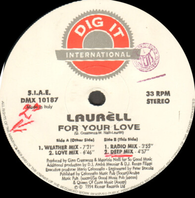 Laurell - For Your Love - Dig It International - DMX 10187 - Ita 1994