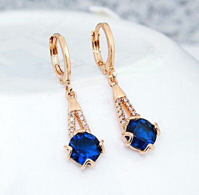 Damen Ohrringen ausgezeichnete Felled vergoldet Gold 18K/750  blaue Saphir Topas