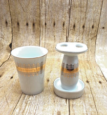 Andre Richard Floral Porcelain Toothbrush Holder and Cup Vintage Bathroom Set.