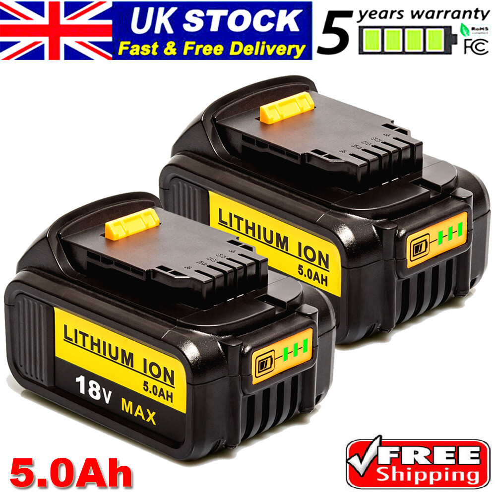 LabTEC Batterij voor Dewalt DCB204 2 Pack met 10,8 V-14,4 V-20 V oplader met twee aansluitingen voor DCB102, Li-ion batterij compatibel met DCB120, DCB121, DCB206, DCB205, DCB181 en DCB181-XJ