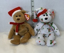 Ty Beanie Babies 1997 Teddy  1998 Holiday Teddy Set of 2 w/ Hang Tag  Tush Tag