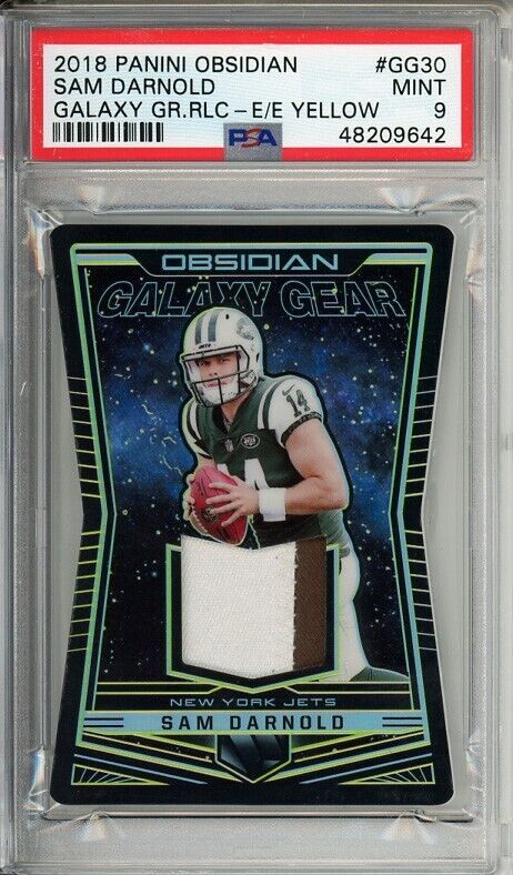 Sam Darnold Panini Obsidian Galaxy Gear Relics #GG30 Electric Etch Yellow