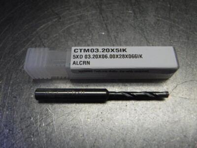 CTMI 3.20mm Coolant Thru Carbide Drill 5xd 03.20X06.00x28x066IK ALCRN (LOC1070B)