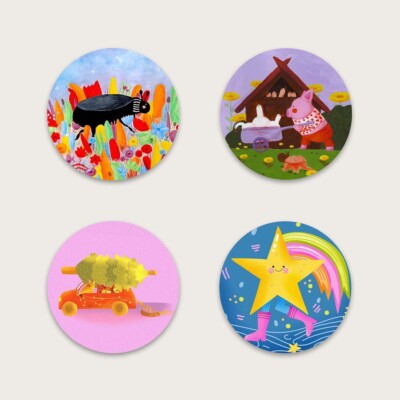 Sticker Vinyl Shiny Random Animals Set Decoration Round form Adorable Cute