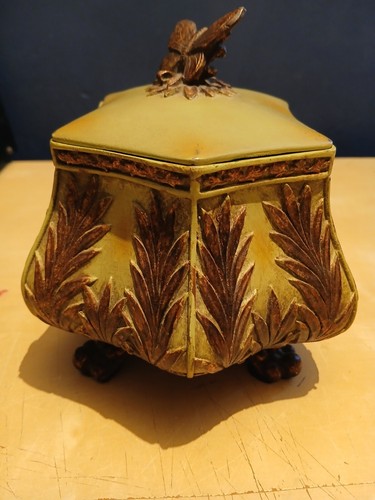 Decorative Table Shelf Ceramic Butterfly Box and Lid Olive Green & Bronze 6 in. - Picture 3 of 9