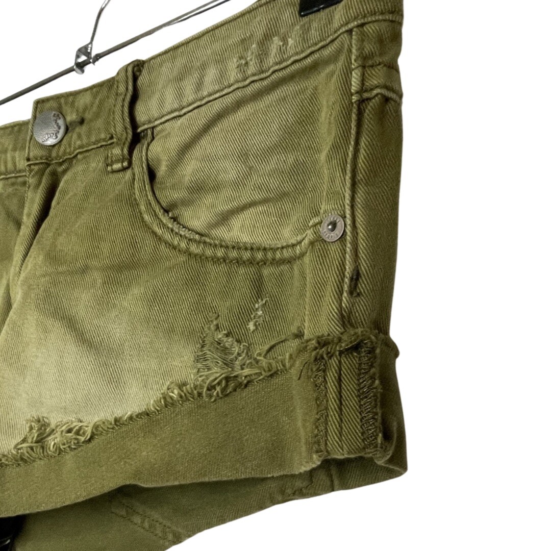 Free People Distressed Olive Booty Shorts size 26 Gem