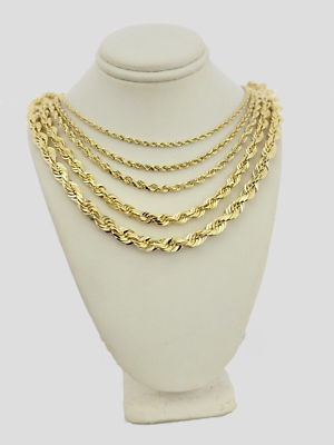 Solid 10kt Gold Rope Chain Necklace 2.5mm 3mm 4mm 5mm 6mm 7mm