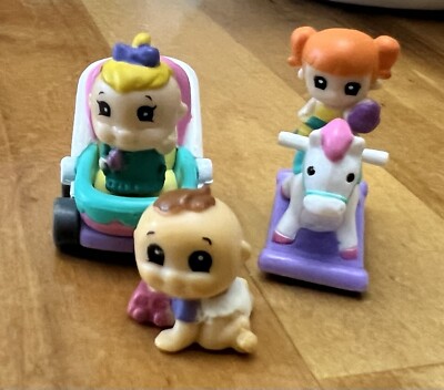 Lot Of 5 Squinkies Babies, Stroller, And Rocking Horse