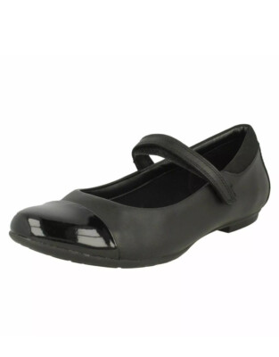 MÄDCHEN CLARKS TIZZ TALK SENIOR FORMELLE SCHULE SCHWARZ LEDER SCHUHE UK 7,5 H EU 41,5