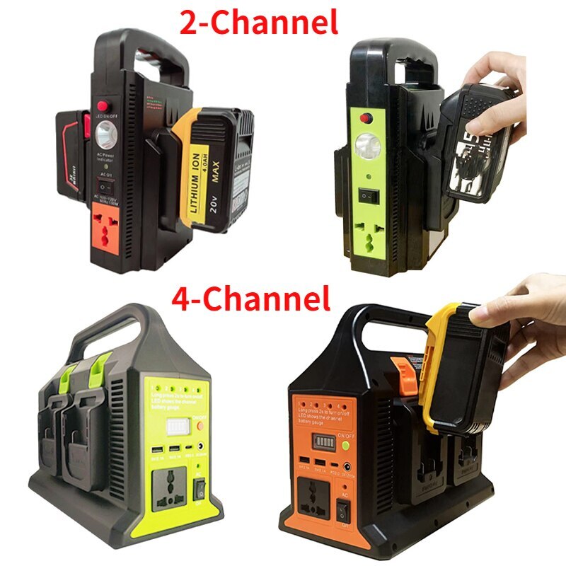 300W 2/4-Channel Power Inverter 110V 220V Outdoor Mobile Li-ion Battery Inverter