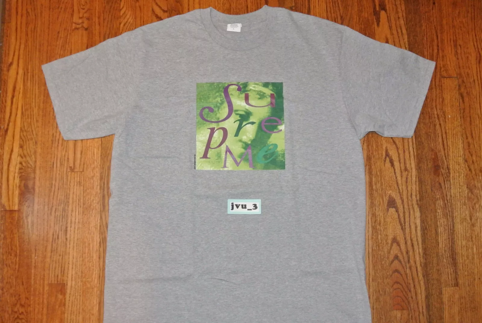 NEUF T SHIRT SUPREME FW17 VENUS GRIS CHINÉ GRAND T SHIRT boîte logo cdg louis nas