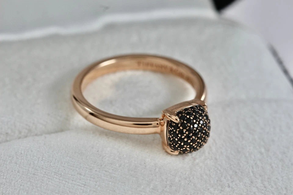 Anillo Tiffany & Co. Paloma Picasso Oro Rosa 18K Espinela Negra Pila de Azúcar Talla 7 Foto 4 de 4