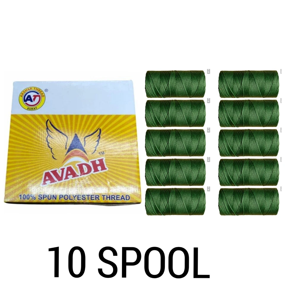 Avadh Spun Polyester DARK GREEN Thread suitable for all types of sewing - Image 3 of 3