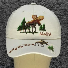 Alaska White Moose Baseball Cap Adjustable Arctic Circle Enterprises Hat
