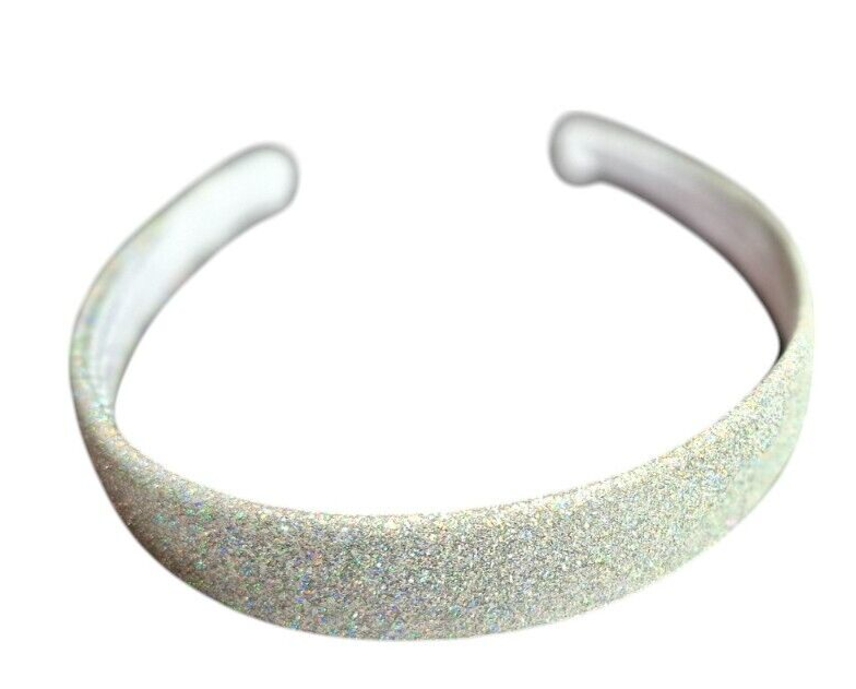 NEW 2.5cm Wide Silver Glitter Fabric Aliceband Headband Womens Fashion Hair UK