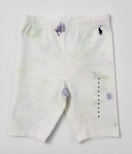 Polo RALPH LAUREN Girls 5T WHITE Cloud TIE DYE Legging SHORTS Stretch Lounge NEW