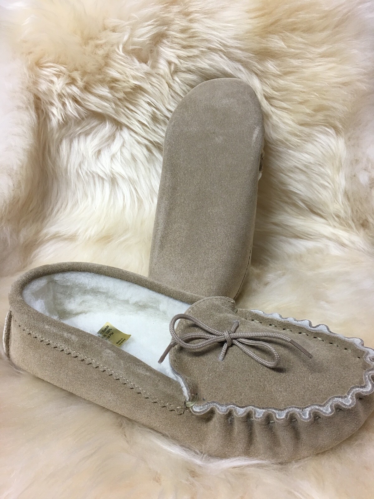 SAOLA Mens soft sole sheepskin moccasin slipper selling for over 30 years very warm
