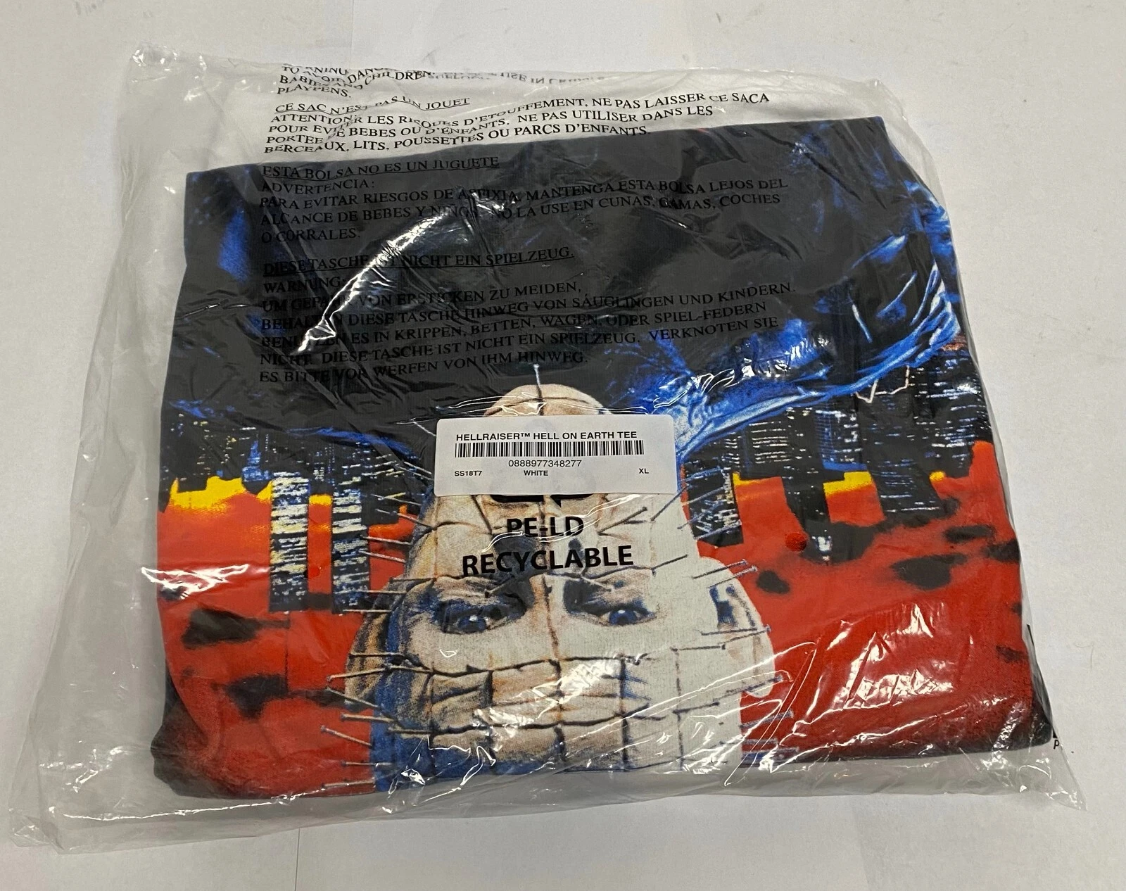 Tee shirt Supreme x Hellraiser Hell on Earth   Blanc XL   SS18   Tout neuf, DS, Rare !