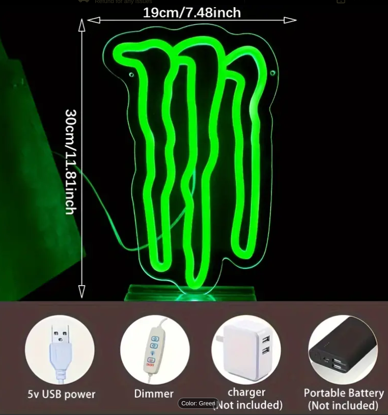 MONSTER ENERGY Neon/LED Sign-Great 4 ManCave/Bar/DORM. SEE my