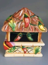 Clay Art Tiki Bar Chili Pepper Salt & Pepper Shakers New Without Tags Stackable