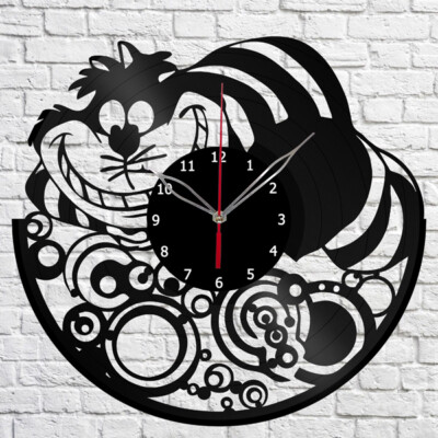 Vinyl Clock Cheshire Cat Wall Clock Unique Art Vinyl Record Wall Clock 1075