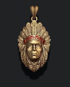 Authentic Native American Necklaces, Native American Pendant, Indian Man Pendant