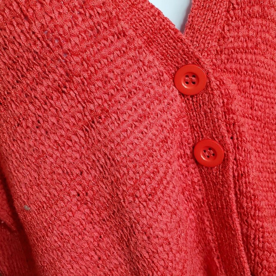 Island Winds 2 Button Cardigan Dark Coral Women's size L eBay
