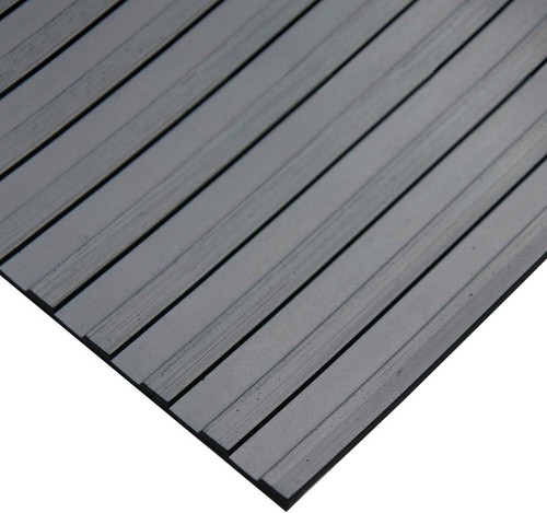 Wide Rib Corrugated Rubber Floor Mat, 3 mm Thick x 4' x 8' Utility Runner, Black - Picture 2 of 10