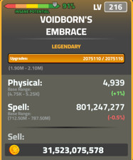 Dungeon Quest VOIDBORN  LEGENDARY WEAPON 216+ image