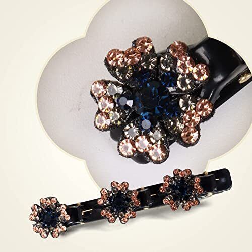 4 Pcs Sparkling Crystal Stone Braided Hair Clips for Girls Women Hair Styling - Foto 4 di 7