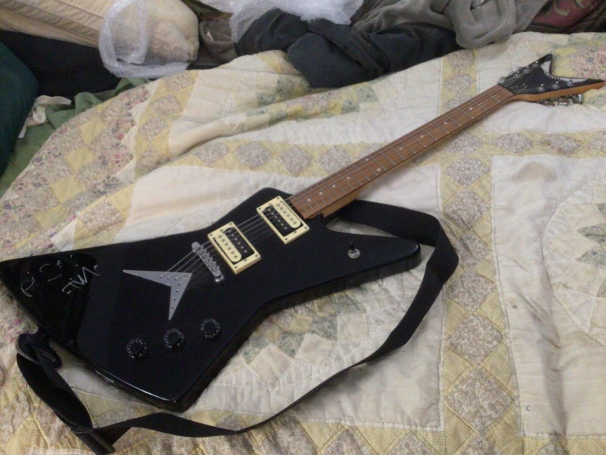 Dean ZX 6 String Electric Guitar, signed by Rise Against, Black
