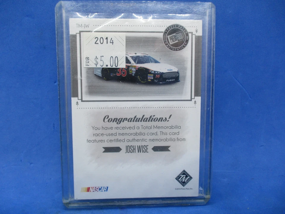 2014 Press Pass Total Memorabilia Total Memorabilia /275 Josh Wise #TM-JW - Image 2 of 2