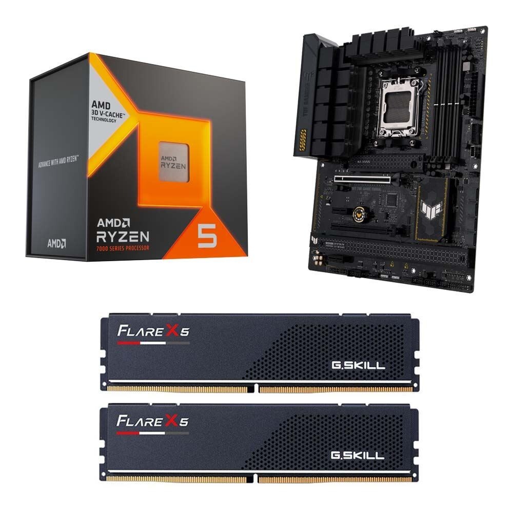 CPU 7800X3D+TUF B650PlusWiFi+DDR5 32GB*2 🔥AMD Ryzen 5 7600X3D-ASUS TUF B650 Plus WiFi- G.Skill Flare