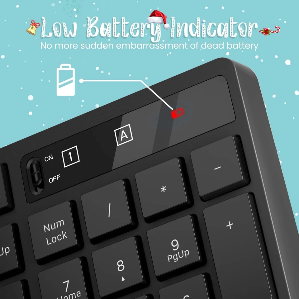 Wireless Keyboard and Mouse Combo, Lovaky 2.4G Full-Sized Ergonomic Keyboard ... - Image 4 of 4