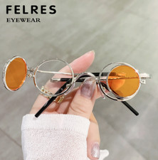 Foldable Metal Steampunk Flip Up Len Sunglasses Men Round Retro Outdoor Glasses