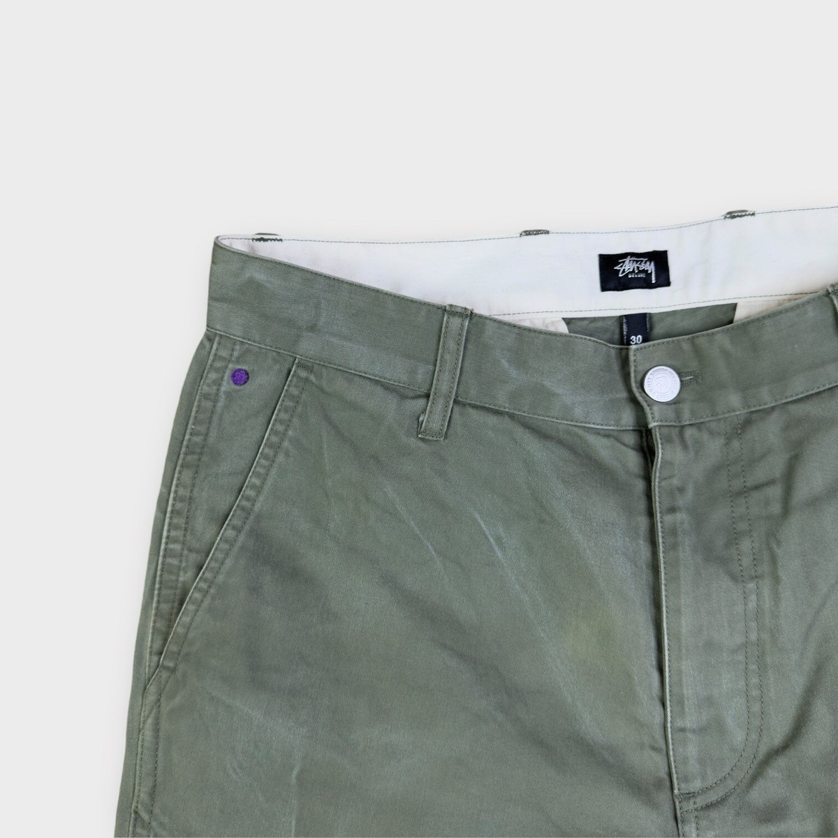 Stussy Deluxe Pants Mens 30x27 Green Chino Straight Leg Stussy Deluxe Pants Mens 30x27 Green Chino Straight Leg