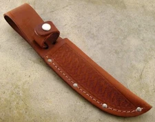 Sheath Straight Knife.Knife Sheath Leather Basketweave up to 5 1/4" Fixed Blade