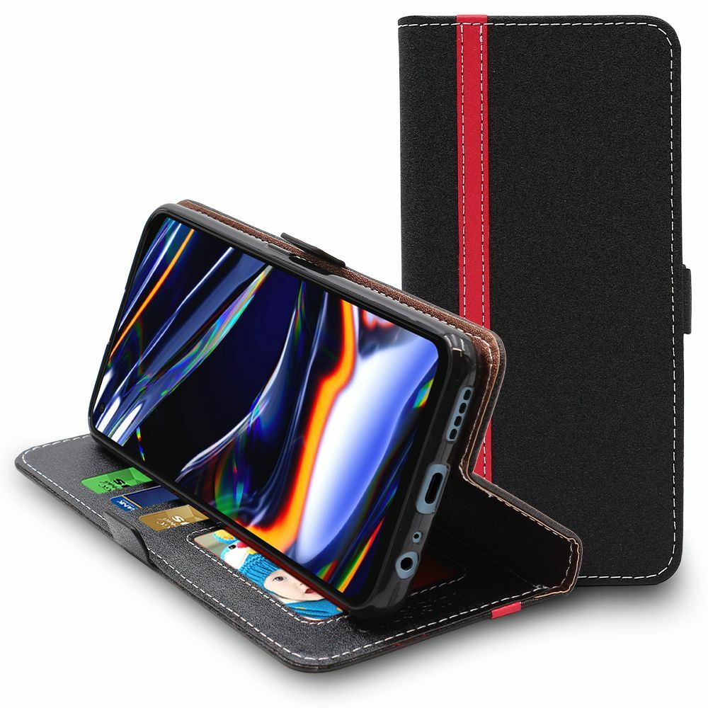 Coque Realme 7 Pro Etui Portefeuille Housse PU Cuir Porte-Cartes, Noir /  Rouge | eBay