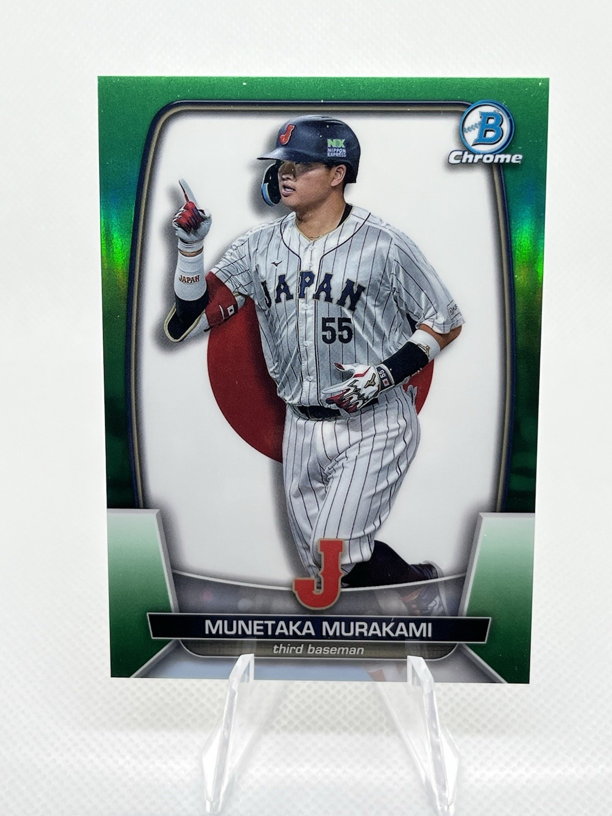 2023 Bowman Chrome WBC Flag Variations Green Refractor 08/99 Munetaka Murakami