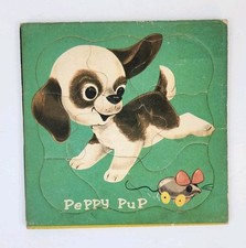 Vintage Peppy Pup Cardboard Puzzle For Kids