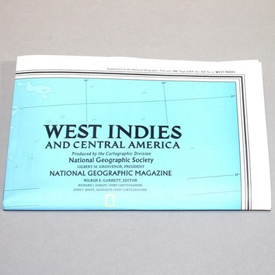 National Geographic Map Society West Indies & Central America February 1981