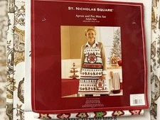St. Nicholas Square*Adult*apron & Pot Mitt set*Adj. Neck Strap*Christmas*new