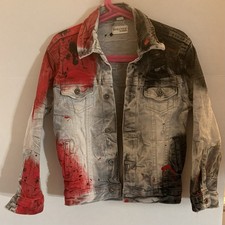 Evolution In Design Denim Jacket And Matching Jeans Distressed Size 5